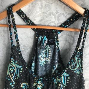Weaver Tank top, black paisley print, Large
